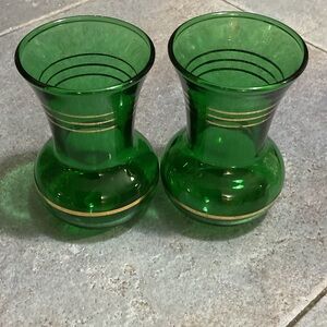 Elegant Green Glass Vases